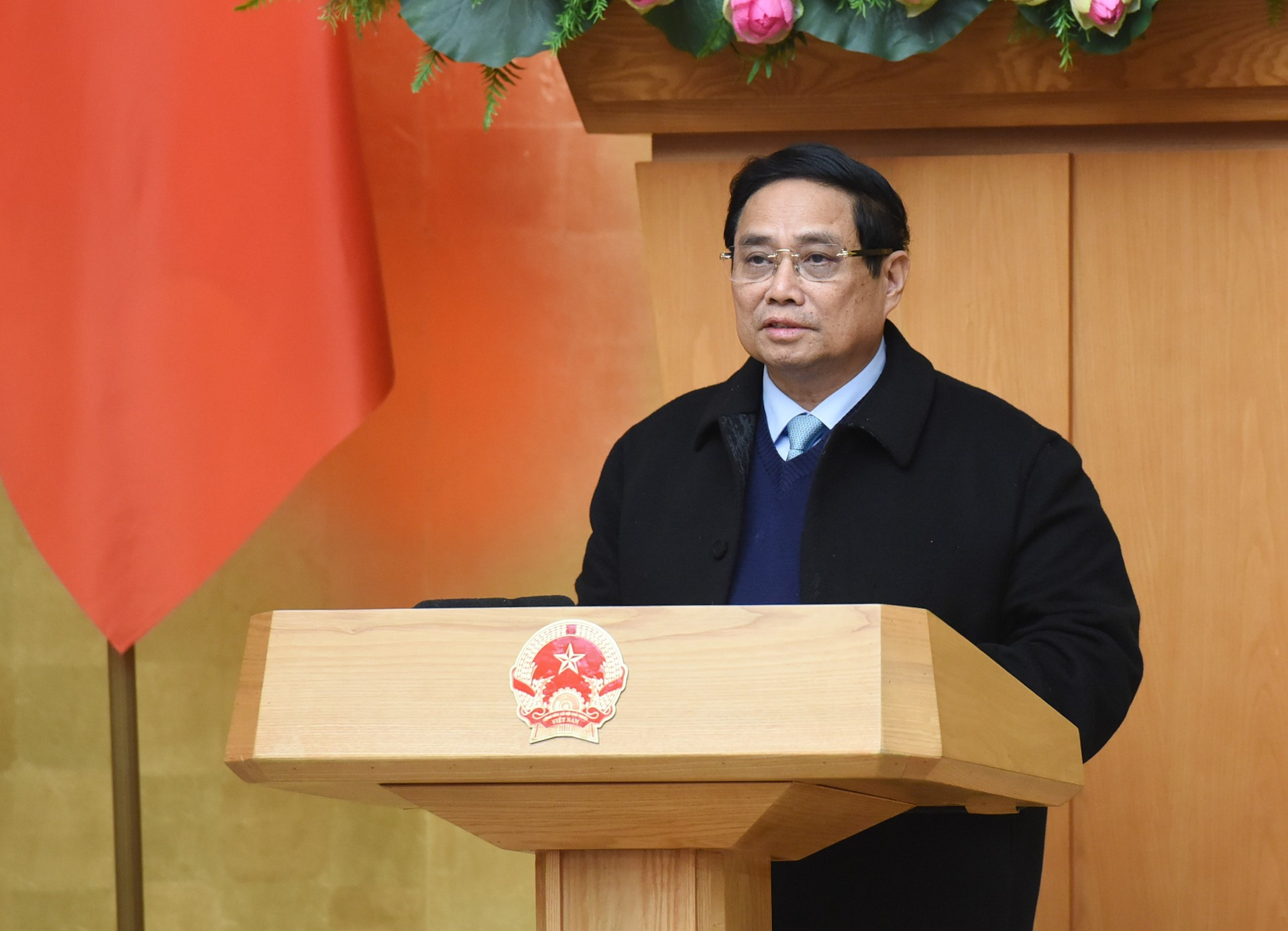 El premier vietnamita, Pham Minh Chinh, habla en la cita. El premier vietnamita, Pham Minh Chinh, habla en la cita.