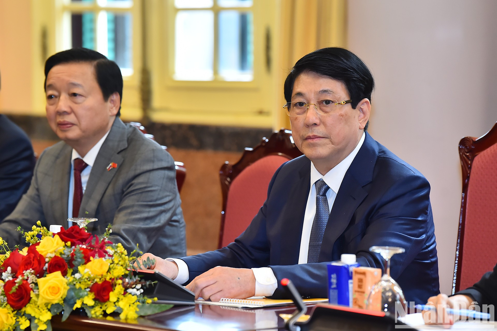 El presidente de Vietnam, Luong Cuong, habla en el acto.