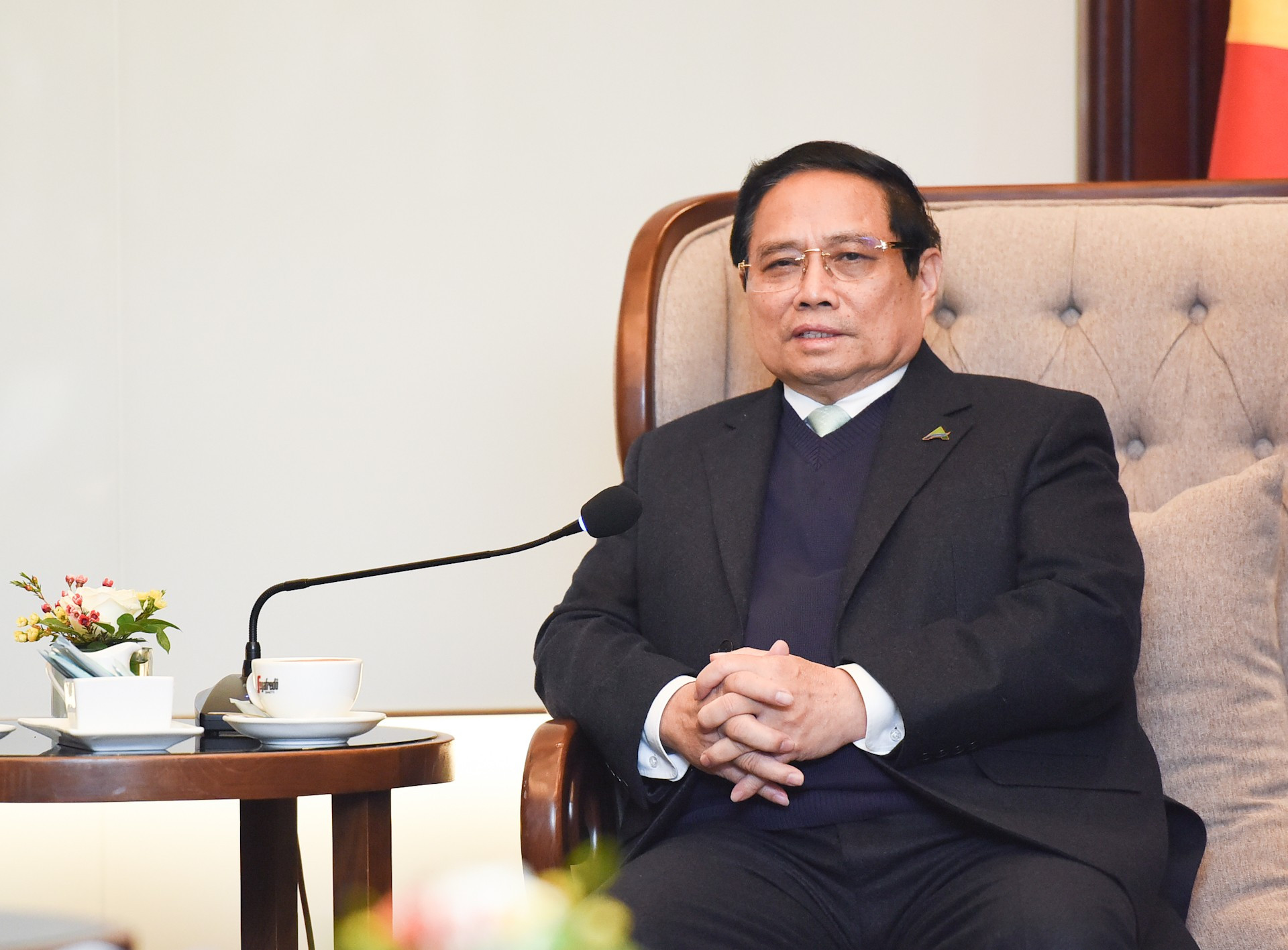 El premier vietnamita, Pham Minh Chinh, habla en la cita. El premier vietnamita, Pham Minh Chinh, habla en la cita.