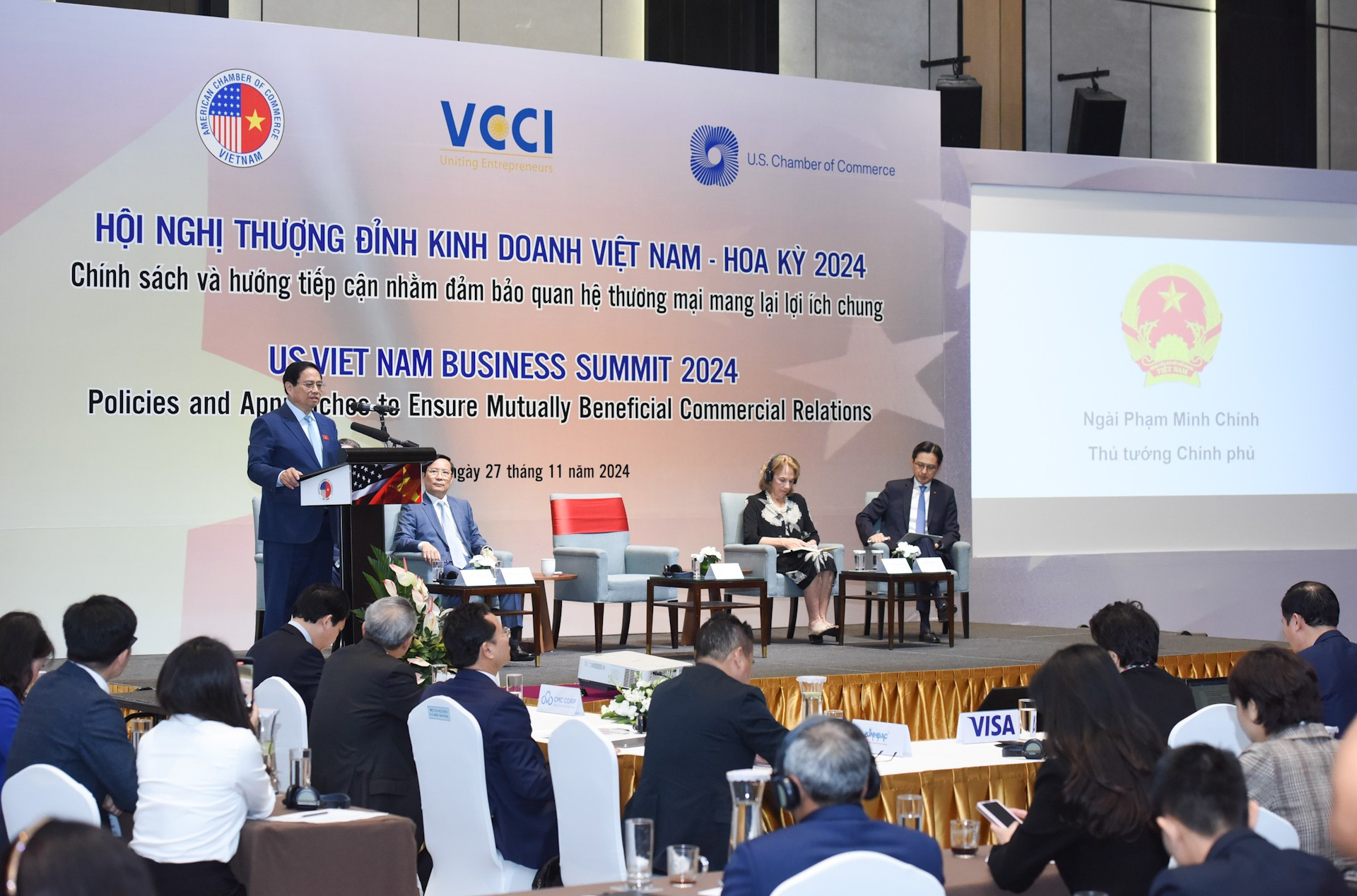 El premier vietnamita, Pham Minh Chinh, habla en la cita. El premier vietnamita, Pham Minh Chinh, habla en la cita.