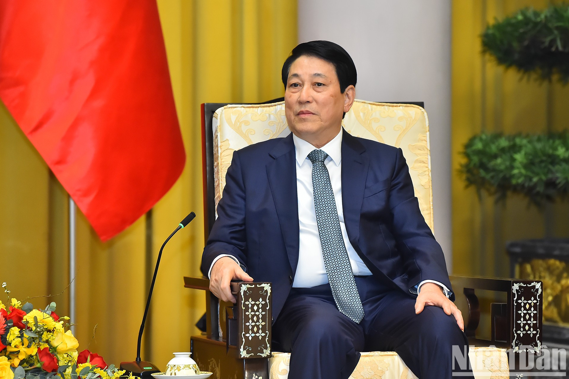 El presidente vietnamita, Luong Cuong, habla en la cita. El presidente vietnamita, Luong Cuong, habla en la cita.