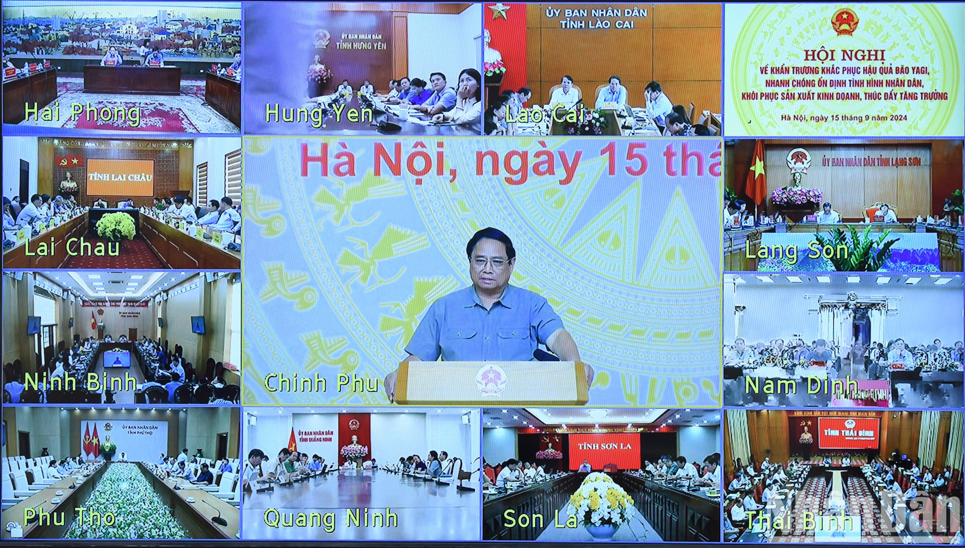 La conferencia se celebra en línea conectando con las localidades afectadas por el tifón Yagi. La conferencia se celebra en línea conectando con las localidades afectadas por el tifón Yagi.