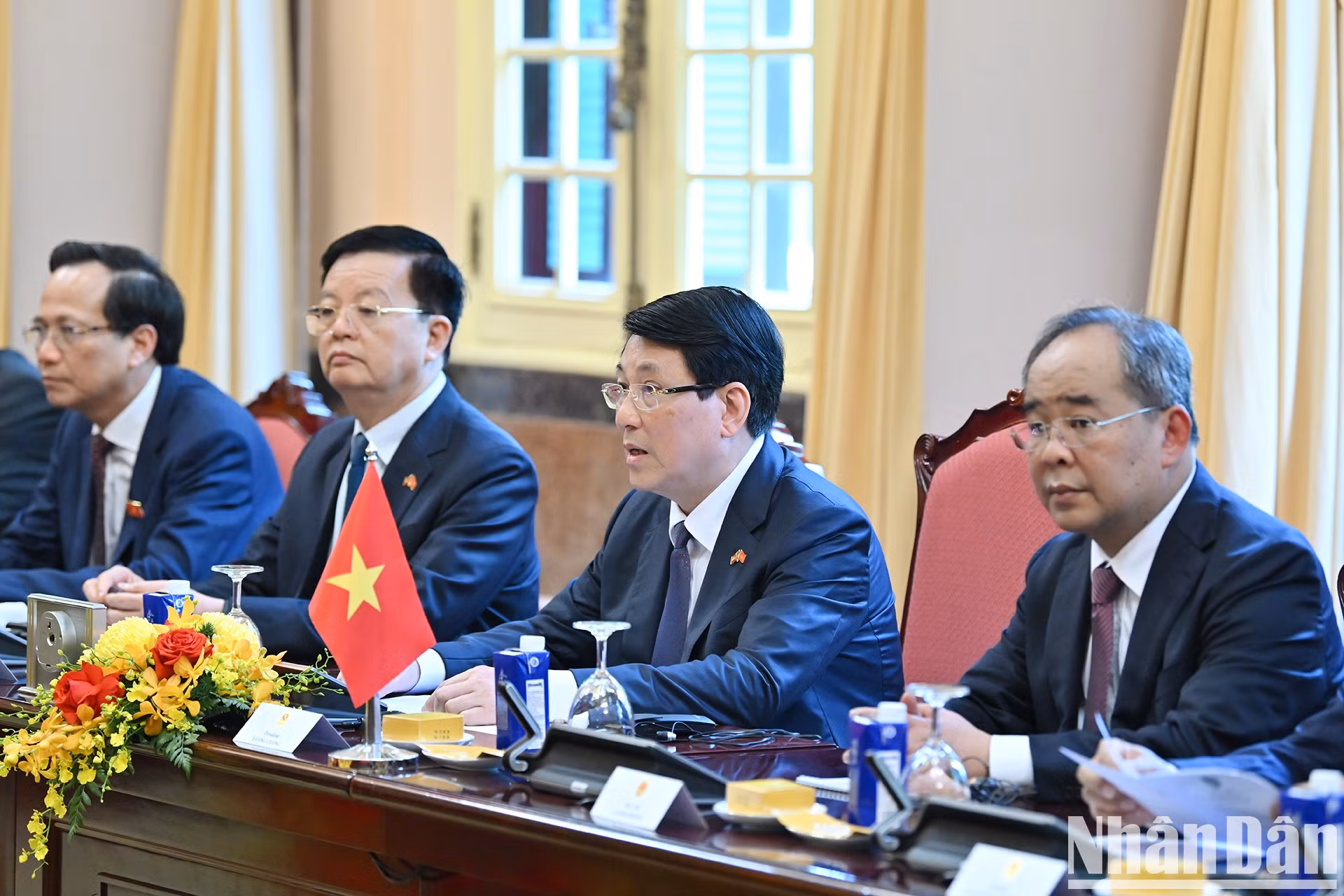 El presidente de Vietnam, Luong Cuong, habla en el encuentro. El presidente de Vietnam, Luong Cuong, habla en el encuentro.
