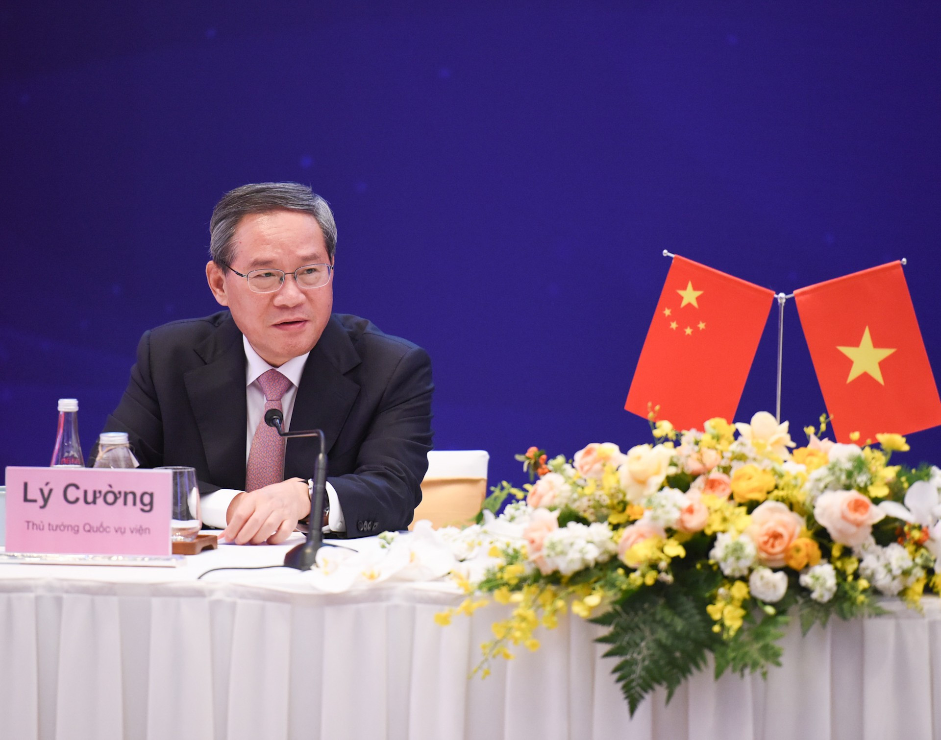 El premier chino, Li Qiang, habla en la cita. El premier chino, Li Qiang, habla en la cita.