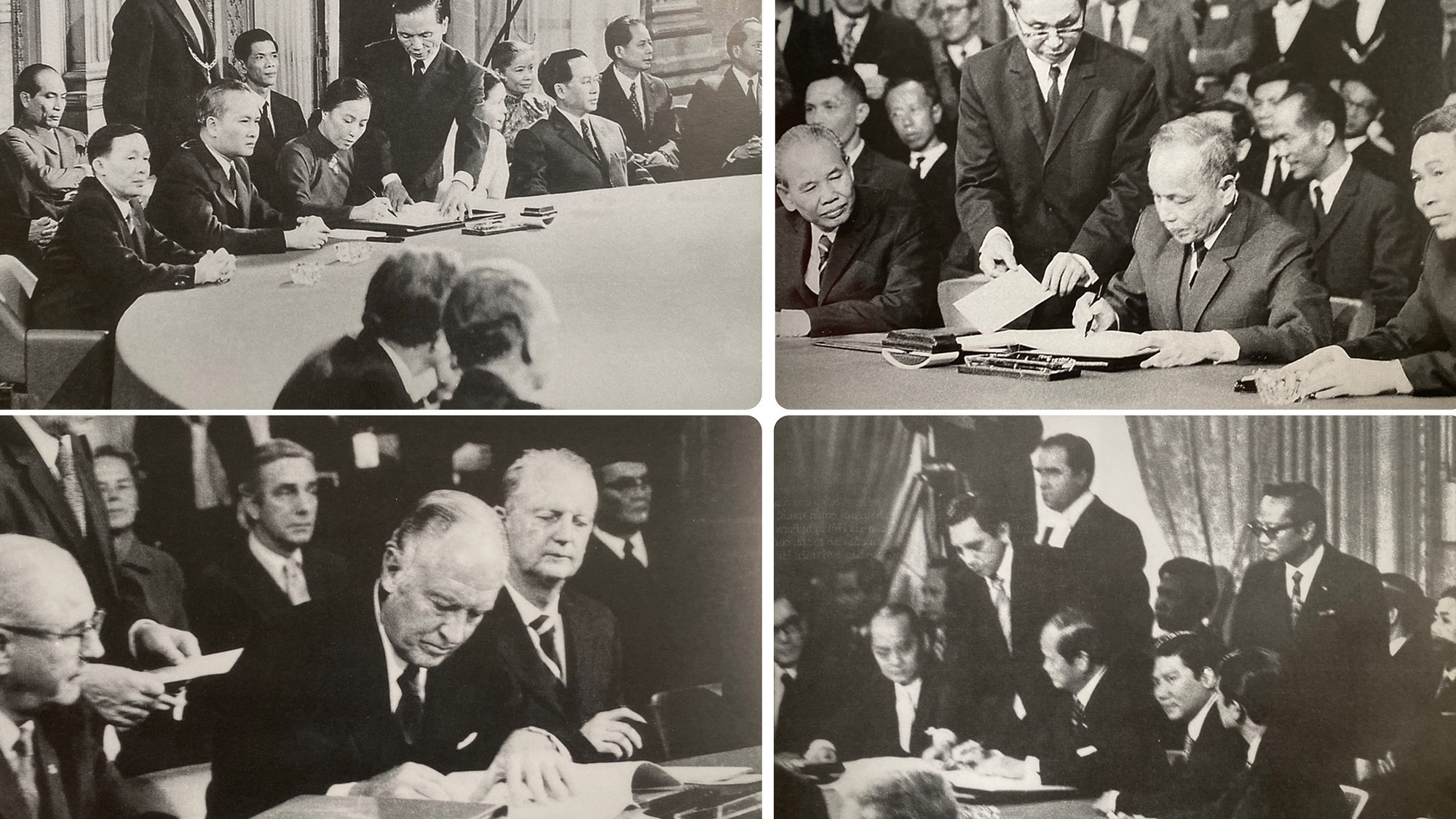 La ceremonia oficial de la firma de los Acuerdos de París 1973