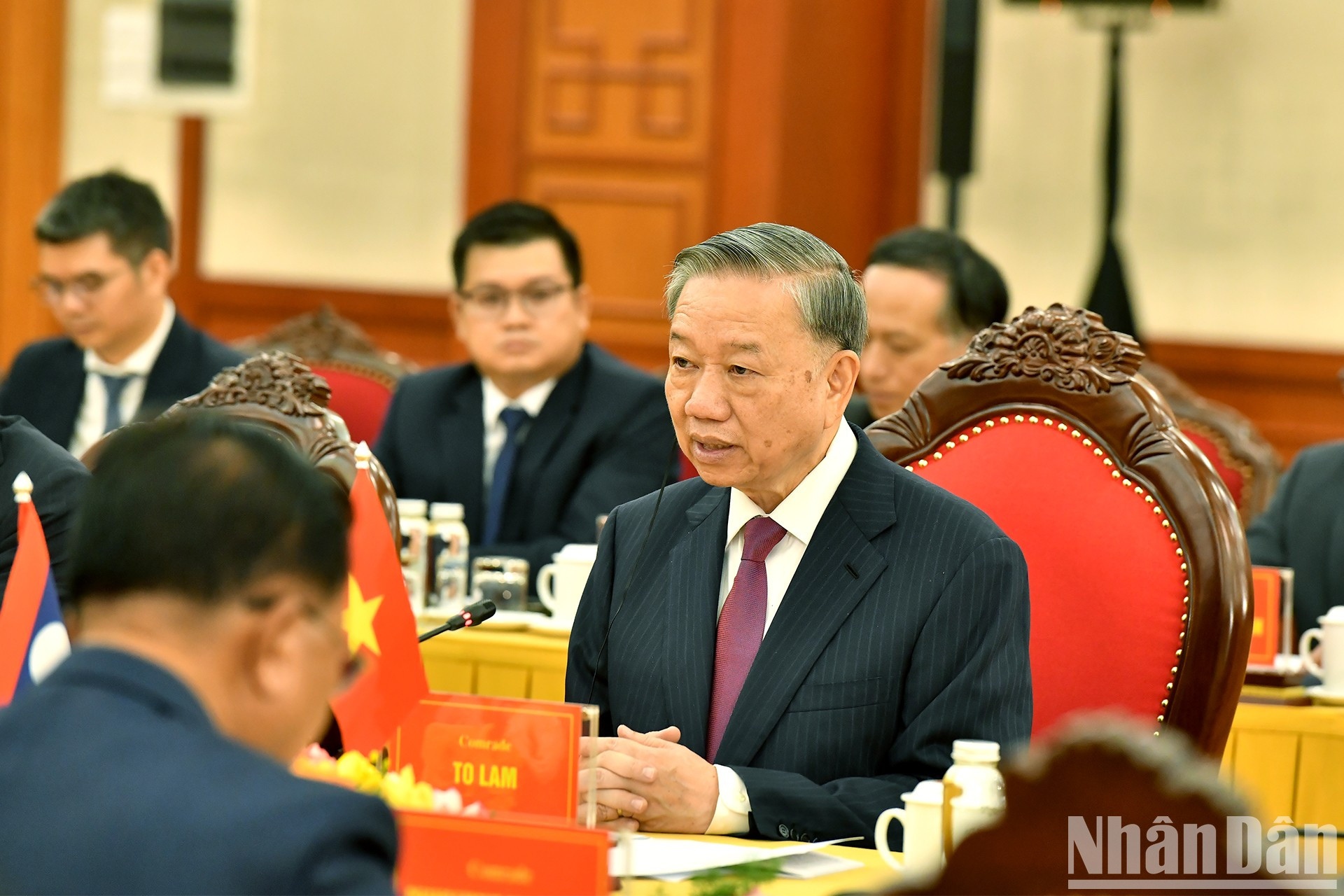 El máximo dirigente de Vietnam, To Lam, habla en la cita. El máximo dirigente de Vietnam, To Lam, habla en la cita.