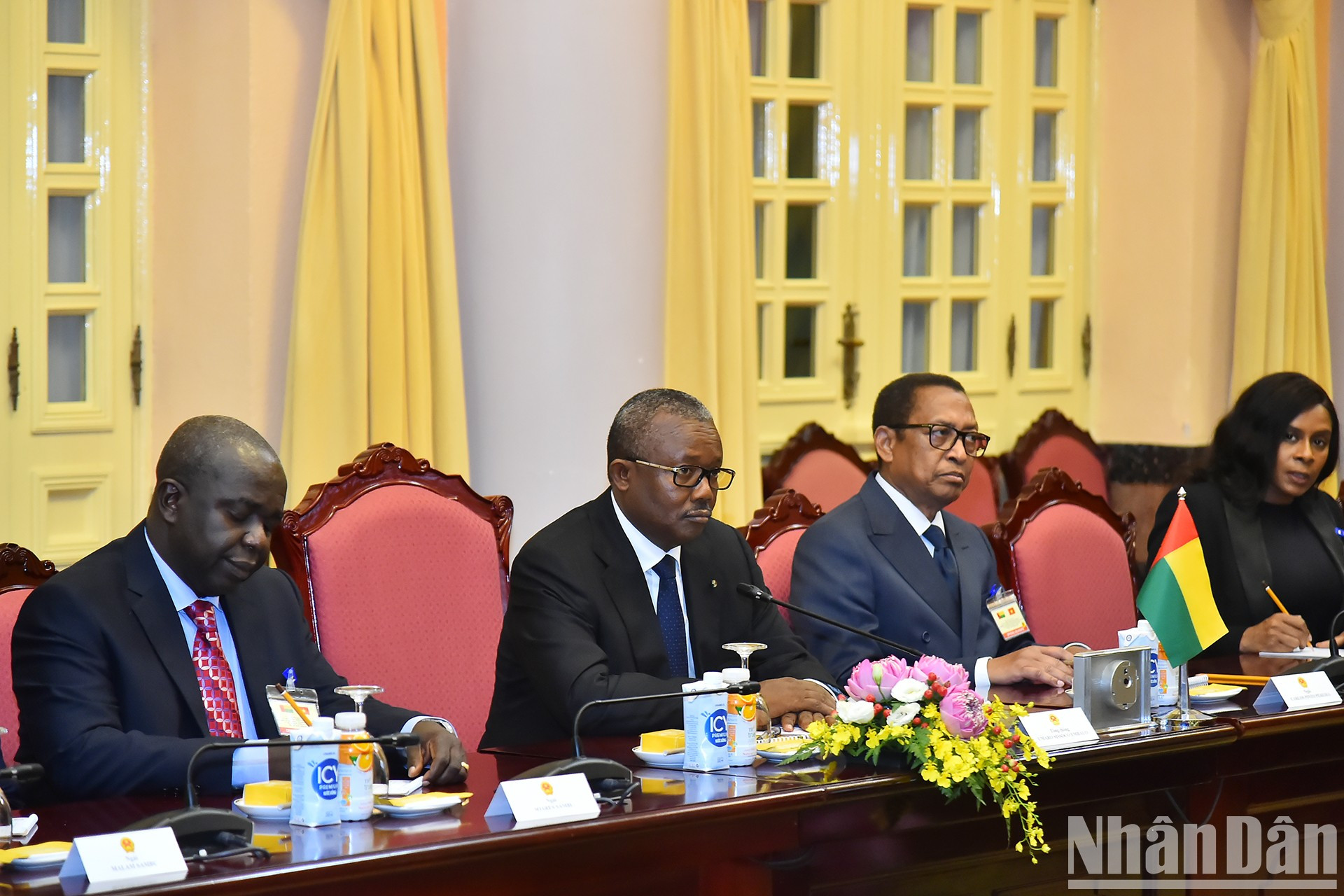 El presidente de Guinea-Bissau, Umaro Sissoco Embaló habla en el encuentro. El presidente de Guinea-Bissau, Umaro Sissoco Embaló habla en el encuentro.