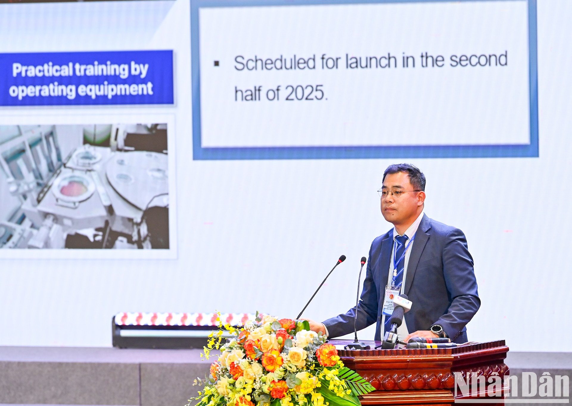 El representante de la empresa surcoreana Letuin Vietnam, Kim Young Tae, habla en la cita. El representante de la empresa surcoreana Letuin Vietnam, Kim Young Tae, habla en la cita.