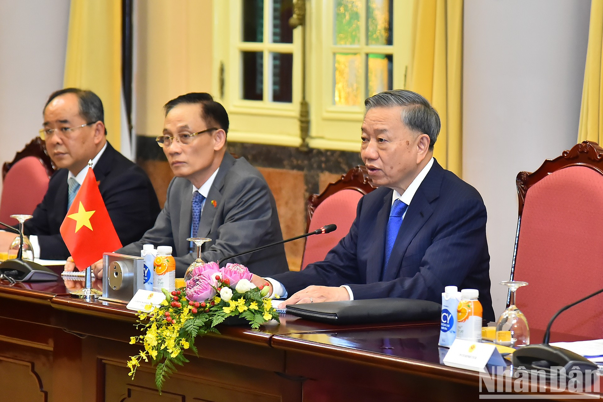 El máximo dirigente de Vietnam, To Lam, habla en la cita. El máximo dirigente de Vietnam, To Lam, habla en la cita.