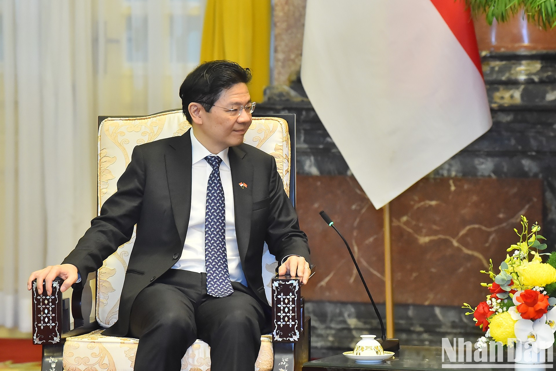 El premier de Singapur habla en el encuentro.