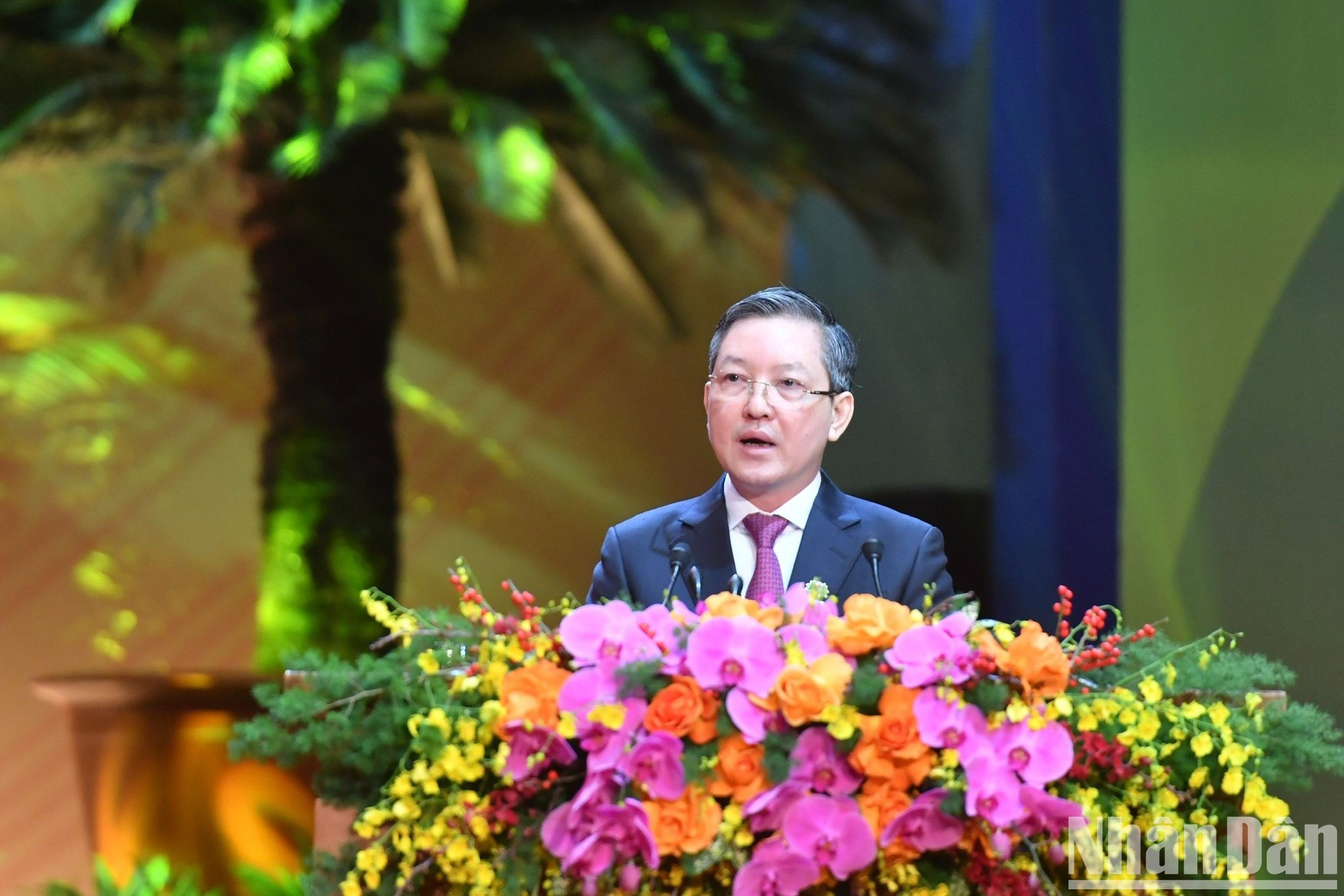 El presidente de la Unión de Agricultores de Vietnam, Luong Quoc Doan, habla en la conferencia.