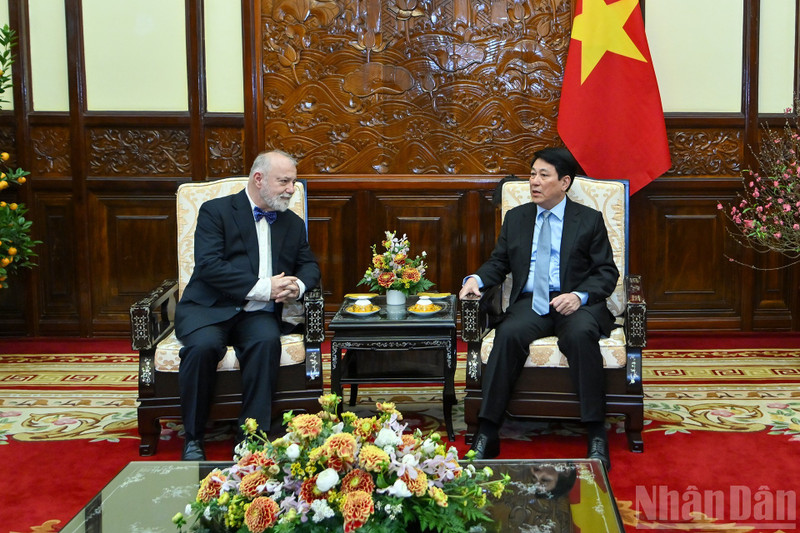 Escena de la reunión. (Foto: Nhan Dan)