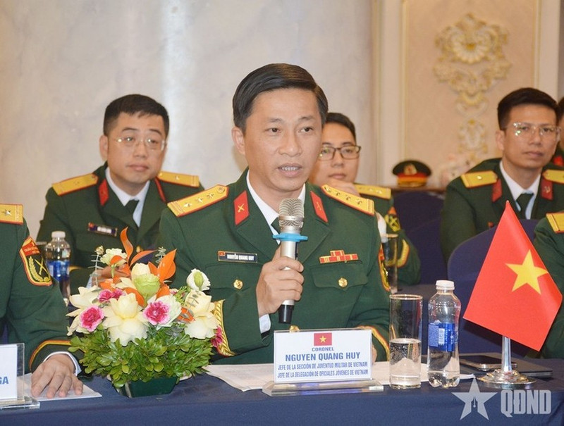 El titular del Departamento de Juventud de la Dirección General de Política del EPV, teniente coronel Nguyen Quang Huy. (Foto: qdnd.vn)