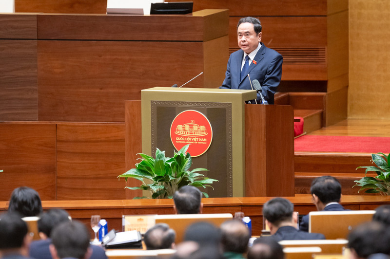El presidente de la Asamblea Nacional de Vietnam, Tran Thanh Man, interviene en la cita. (Foto: daibieunhandan.vn)