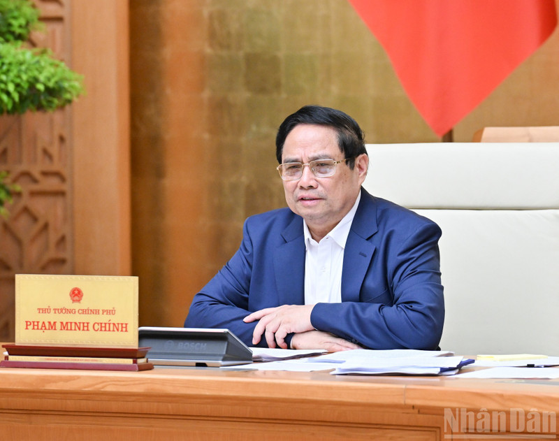 El primer ministro de Vietnam, Pham Minh Chinh, interviene en la reunión. (Foto: Nhan Dan)