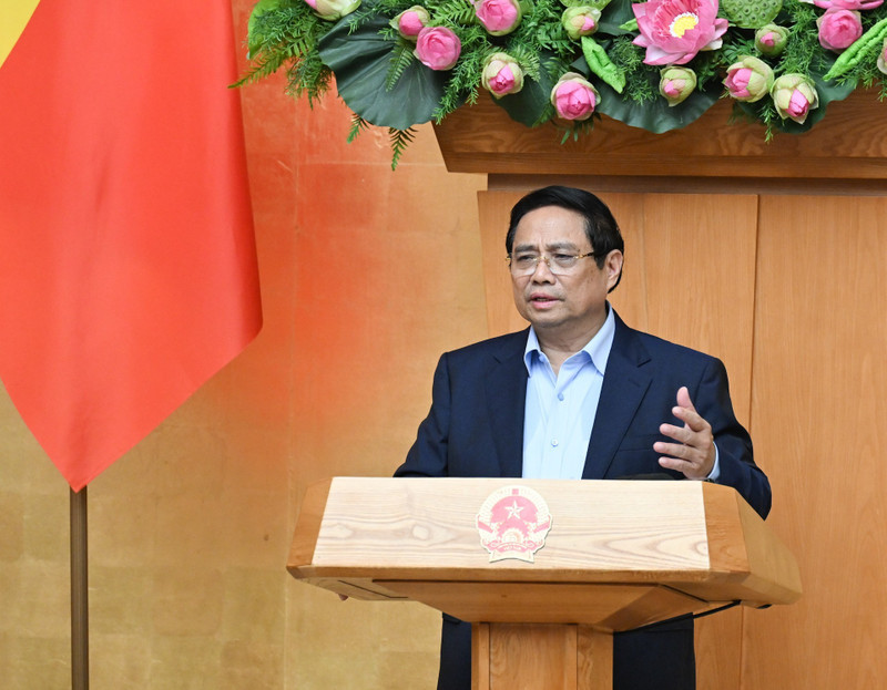 El primer ministro de Vietnam, Pham Minh Chinh, interviene en la reunión. (Foto: Nhan Dan)