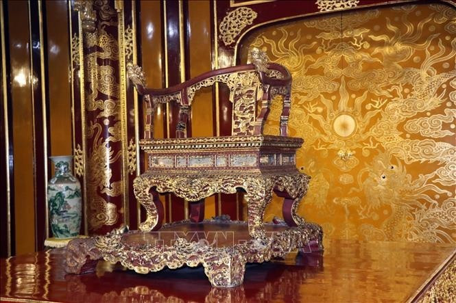El trono de la dinastía Nguyen fue reconocido como Tesoro Nacional en 2015. (Foto: VNA)