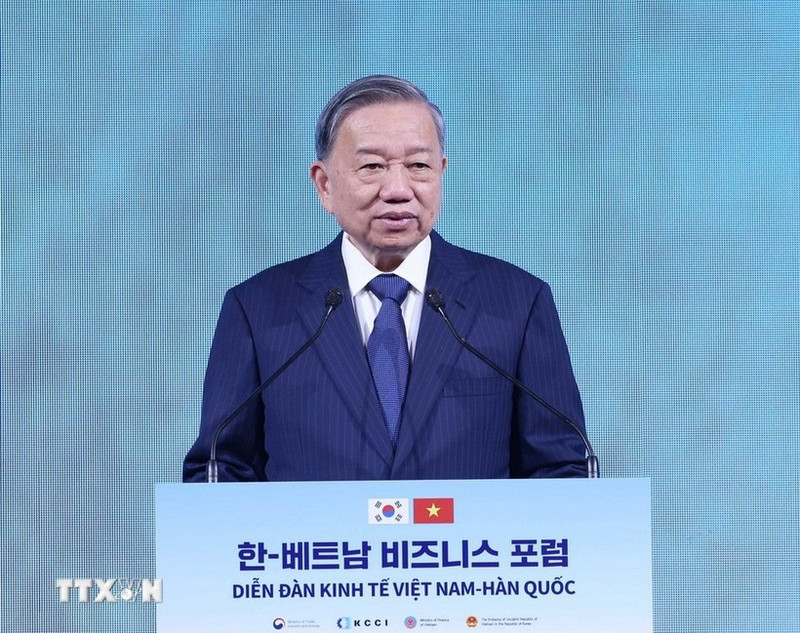 El secretario general del Partido Comunista de Vietnam, To Lam, interviene en el evento. (Foto: VNA)