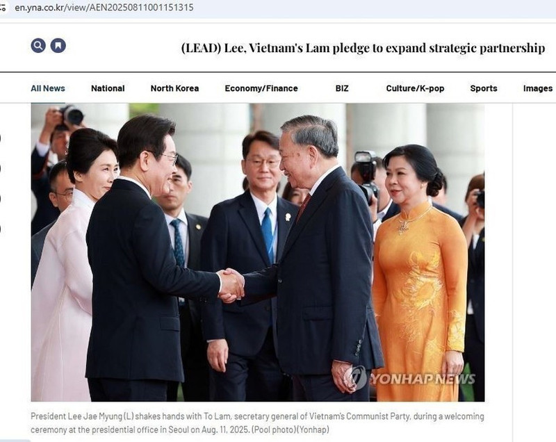Un artículo publicado por la agencia de noticias Yonhap. (Foto: VNA)
