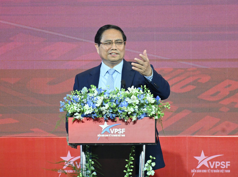 El primer ministro Pham Minh Chinh habla en el evento. (Foto: Nhan Dan)