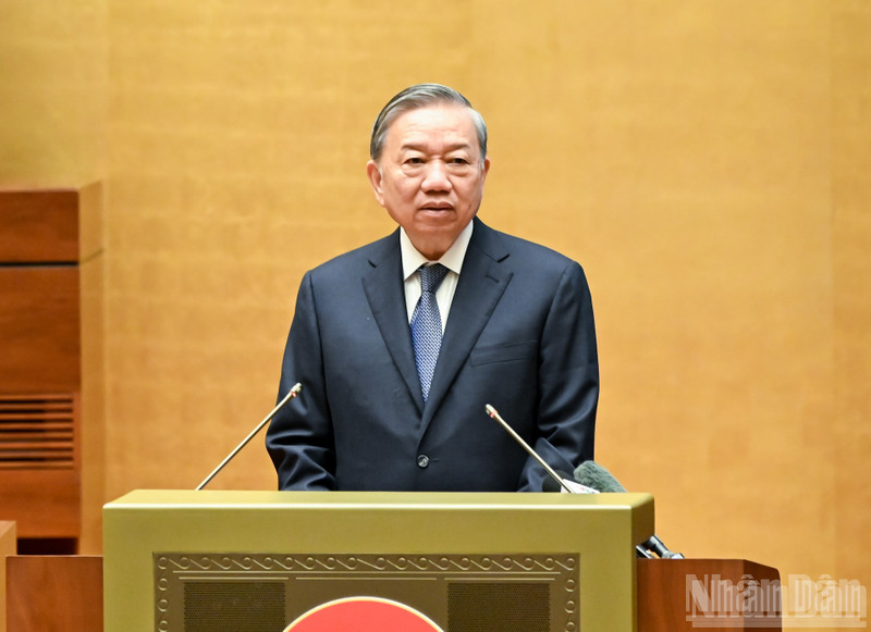 El secretario general del Partido Comunista de Vietnam, To Lam, pronuncia directrices. (Foto: Nhan Dan)