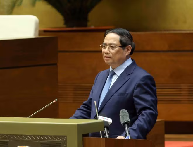 El primer ministro de Vietnam, Pham Minh Chinh, interviene en la cita. (Foto: VNA)