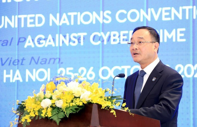 Pham The Tung, viceministro de Seguridad Pública de Vietnam, interviene en la cita. (Foto: VNA)