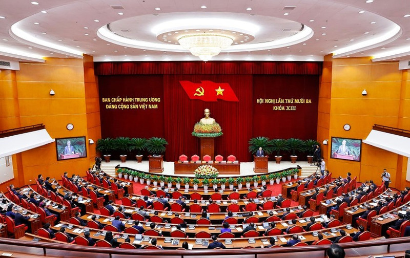 Vista de la sesión de clausura del decimotercer pleno del Comité Central del Partido del XIII mandato, el 8 de octubre de 2025. (Foto: VNA)