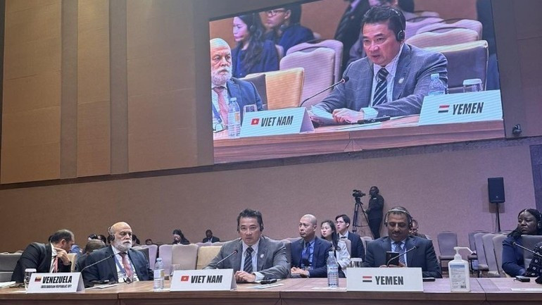 El embajador Pham Hai Anh interviene en la cita. (Foto: Ministerio de Relaciones Exteriores de Vietnam)