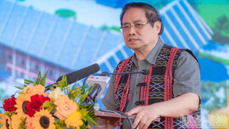 El primer ministro de Vietnam, Pham Minh Chinh, interviene en la ceremonia. (Foto: Nhan Dan)