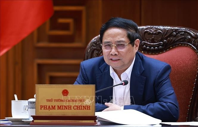 El primer ministro de Vietnam, Pham Minh Chinh, habla en la cita. (Foto: VNA)