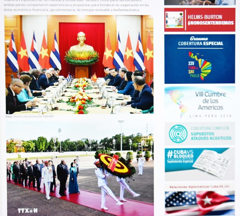 Un artículo publicado por el periódico Granma. (Foto: Captura de pantalla/VNA)