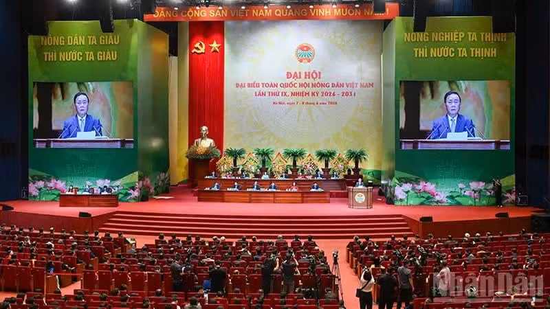 Vista de la inauguración del IX Congreso Nacional de la Asociación de Agricultores de Vietnam. (Foto: Nhan Dan)