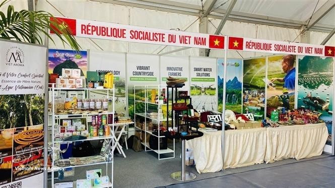 El stand de la Oficina Comercial de Vietnam en Marruecos en la Feria de Primavera 2026. (Foto: VNA)
