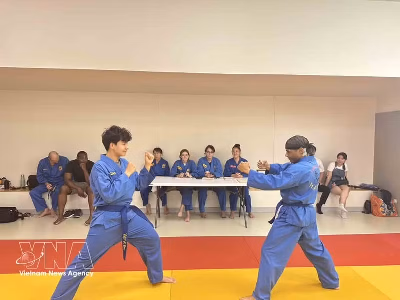 Los miembros del club practican el Vovinam. (Foto: VNA)