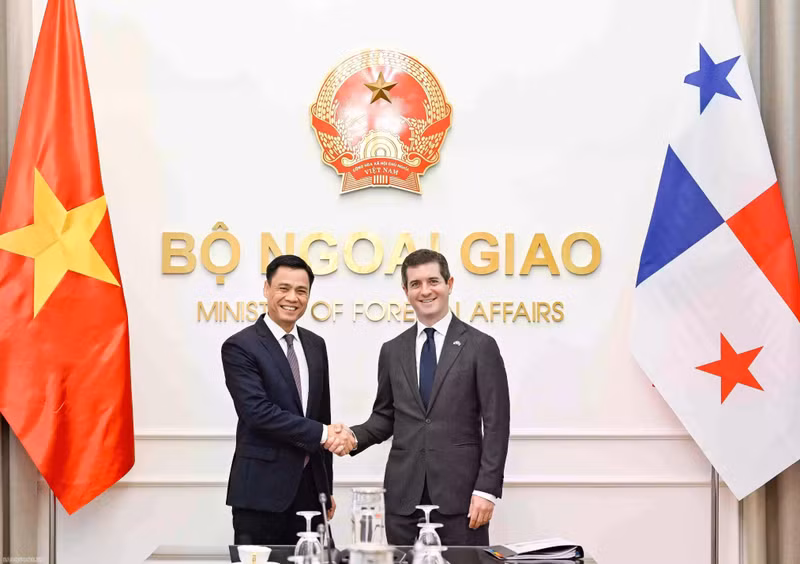 El viceministro de Relaciones Exteriores de Vietnam Dang Hoang Giang y su homólogo panameño Carlos Arturo Hoyos copresiden la segunda Consulta Política entre las dos cancillerías. (Foto: Ministerio de Relaciones Exteriores de Vietnam)