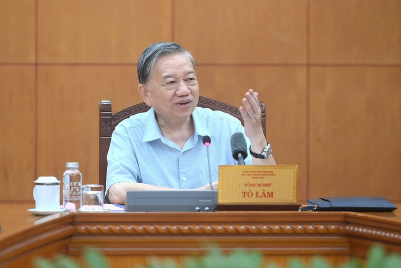El secretario general del Partido Comunista de Vietnam, To Lam, habla en la cita. (Foto: Nhan Dan) 