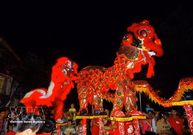 Danza del león durante el Tet en Hoi An. (Foto: VNA)