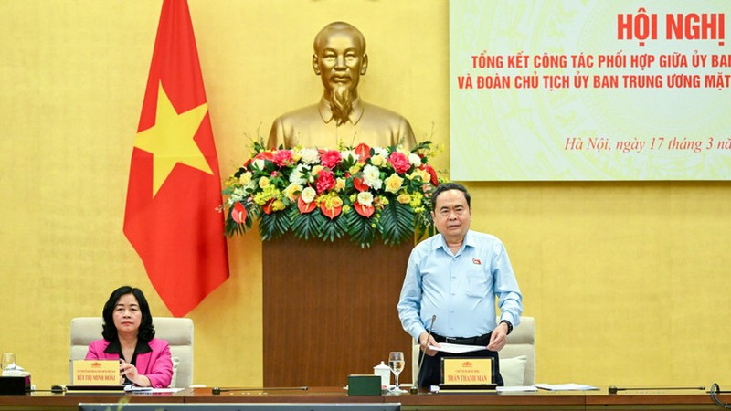 El presidente de la Asamblea Nacional de Vietnam, Tran Thanh Man, interviene en la cita. (Foto: Nhan Dan)