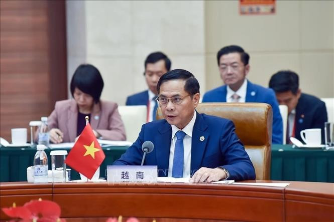 Bui Thanh Son, vice primer ministro y titular de Relaciones Exteriores de Vietnam, habla en el evento. (Foto: VNA)