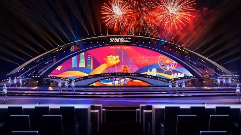 Diseño del escenario del Festival Internacional de Fuegos Artificiales de Da Nang 2026. (Foto: Comité organizador del evento)