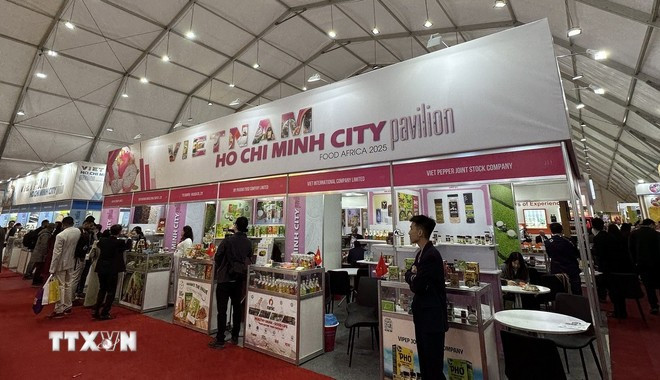 El pabellón de productos agrícolas vietnamitas instalado por el Centro de Promoción Comercial e Inversiones de Ciudad Ho Chi Minh en la feria. (Foto: VNA)