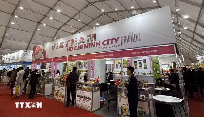 El pabellón de productos agrícolas vietnamitas instalado por el Centro de Promoción Comercial e Inversiones de Ciudad Ho Chi Minh en la feria. (Foto: VNA)