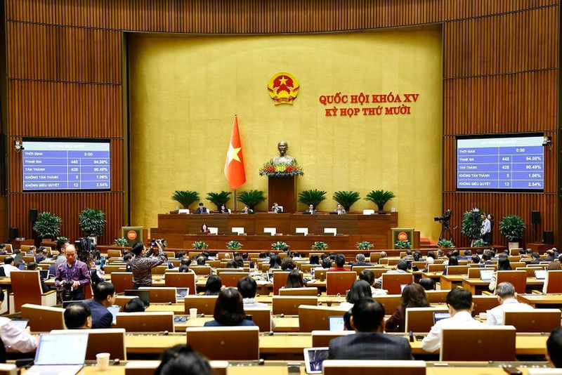 La Asamblea Nacional de Vietnam aprueba la Ley de Gestión Tributaria (modificada) con la mayoría de votos a favor. (Foto: VNA)