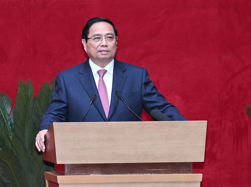 El primer ministro de Vietnam, Pham Minh Chinh, interviene en la cita. (Foto: Nhan Dan)