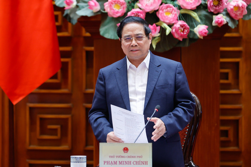 El primer ministro de Vietnam, Pham Minh Chinh, interviene en la sesión. (Foto: VGP)