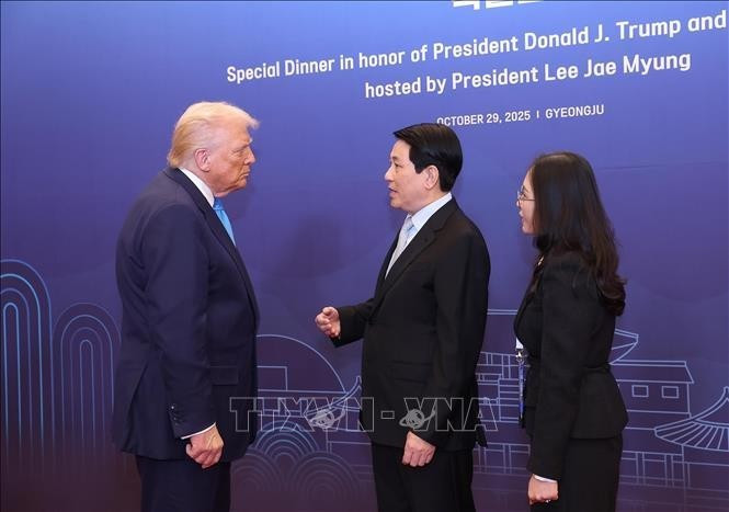 El presidente de Vietnam, Luong Cuong, y su homólogo estadounidense, Donald Trump. (Foto: VNA)