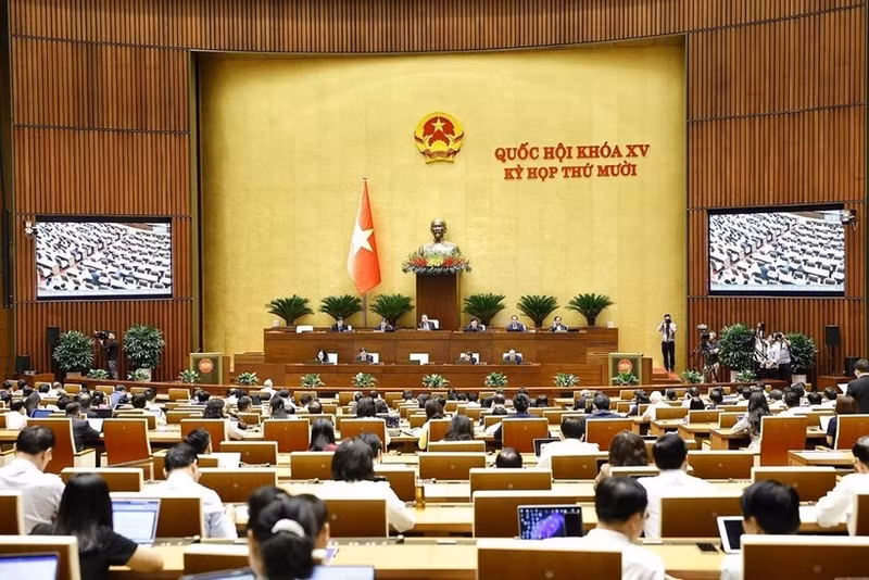 En una sesión de la Asamblea Nacional de Vietnam. (Foto: VNA)