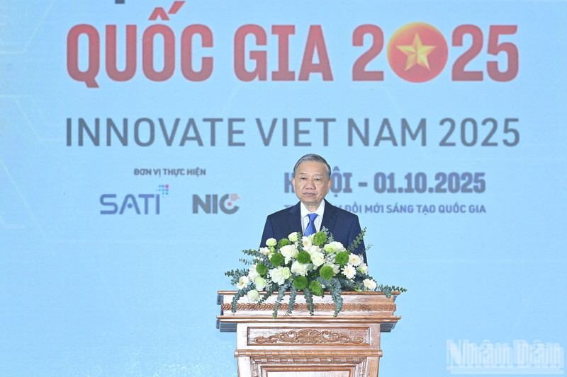 El secretario general del Partido Comunista de Vietnam, To Lam, interviene en la cita. (Foto: Nhan Dan)