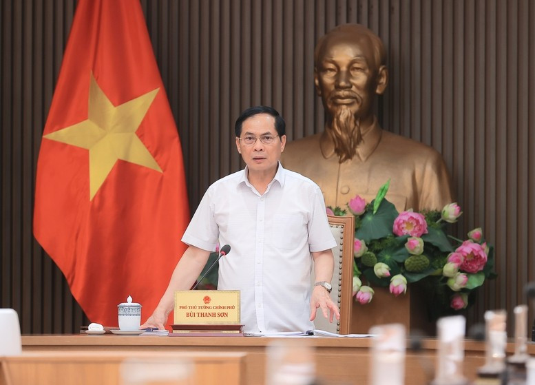 El vicepremier y ministro de Relaciones Exteriores de Vietnam, Bui Thanh Son, habla en el evento. (Foto: VGP)